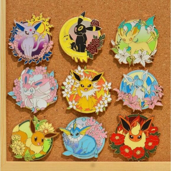 Complete Eeveelution Floral Pokémon Enamel Pin Set – 9 Piece Collector’s Lot - Picture 11 of 11